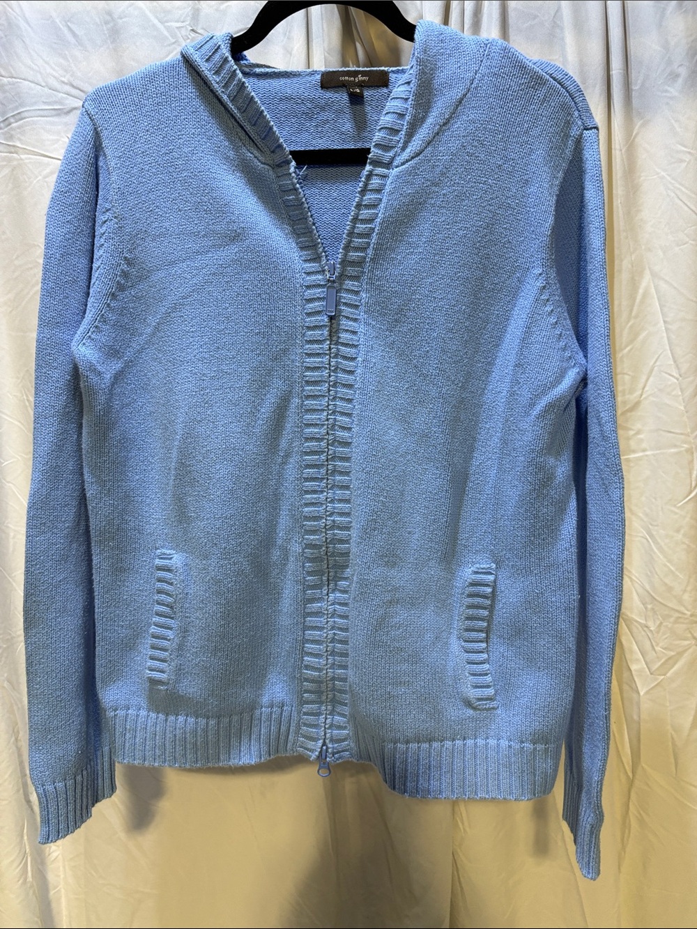 Cozy Light Blue Zip-Up Hooded Sweater